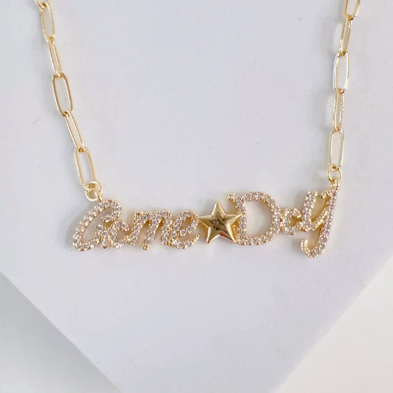 Custom Initial Necklace-Game Day Gold Necklace T38