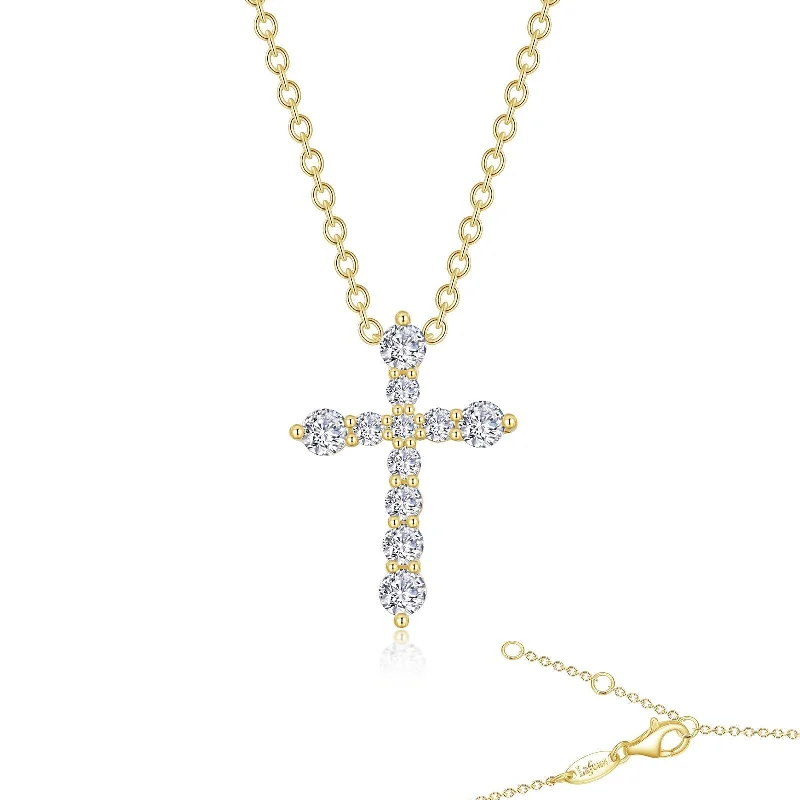 Classic Layered Necklace-Lafonn Simulated Diamond 0.67cttw. Cross Pendant Necklace P0207CLG18