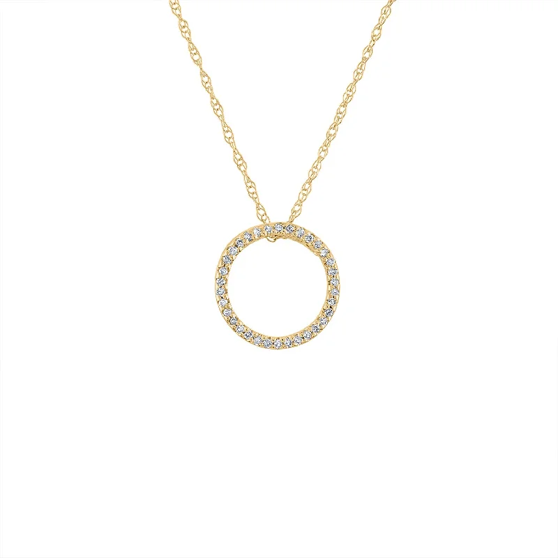 Pendant Necklace with Birthstone-14KT GOLD SMALL DIAMOND OPEN CIRCLE NECKLACE