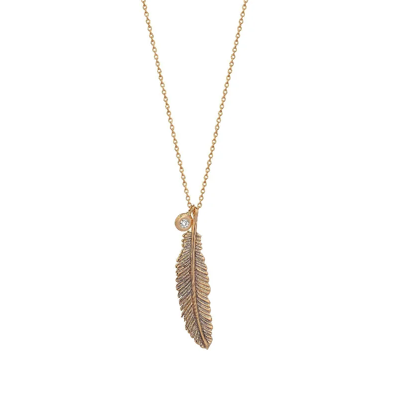 Designer Pendant Necklace-Midi Feather Necklace