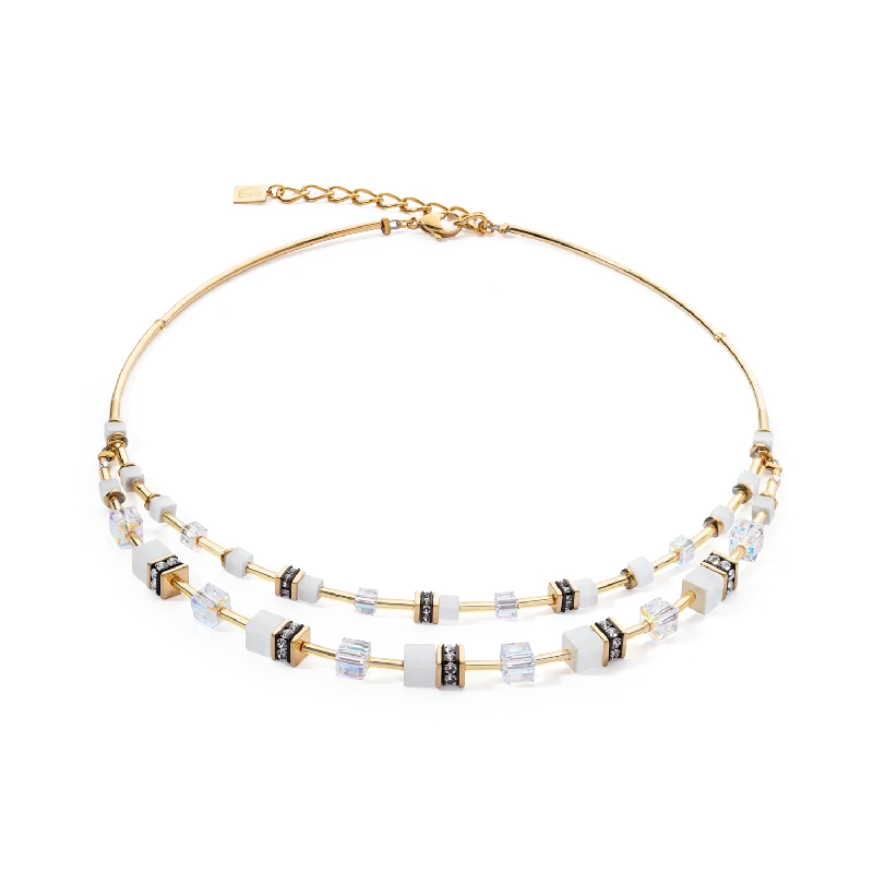 Bridal Pendant Necklace-GeoCUBE® Iconic Layer necklace gold-white