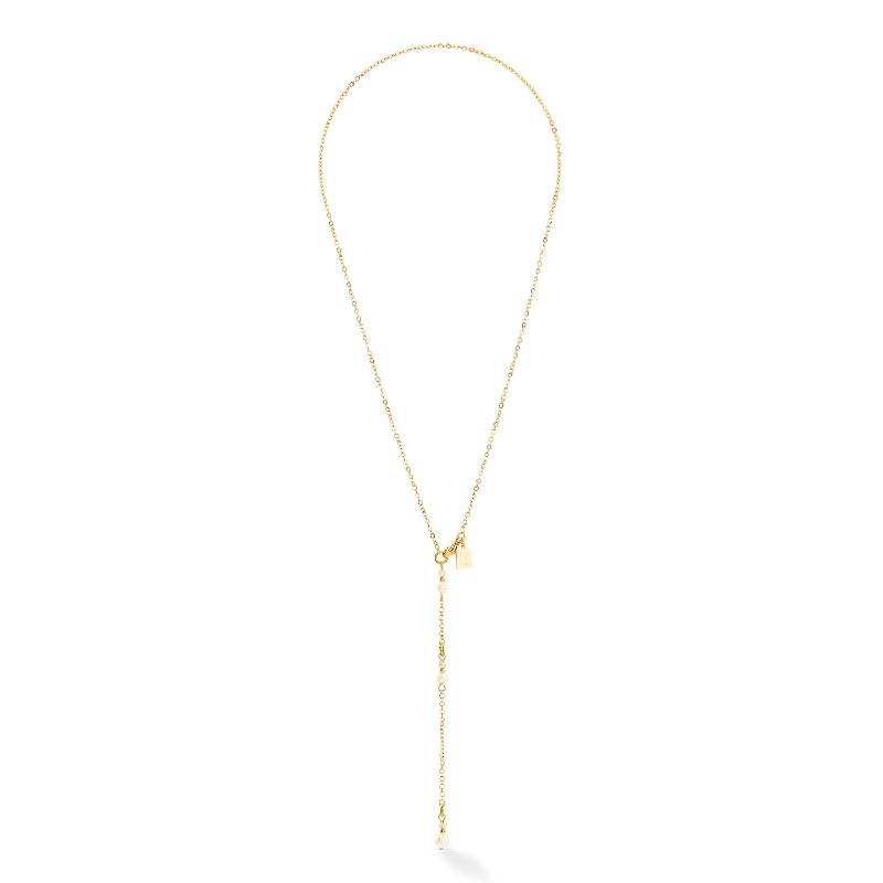 Fashionable Birthstone Necklace-Necklace Y Fairy Freshwater Pearl  gold