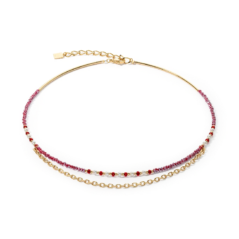 Luxury Beaded Necklace-Necklace Twinkle Princess gold-red