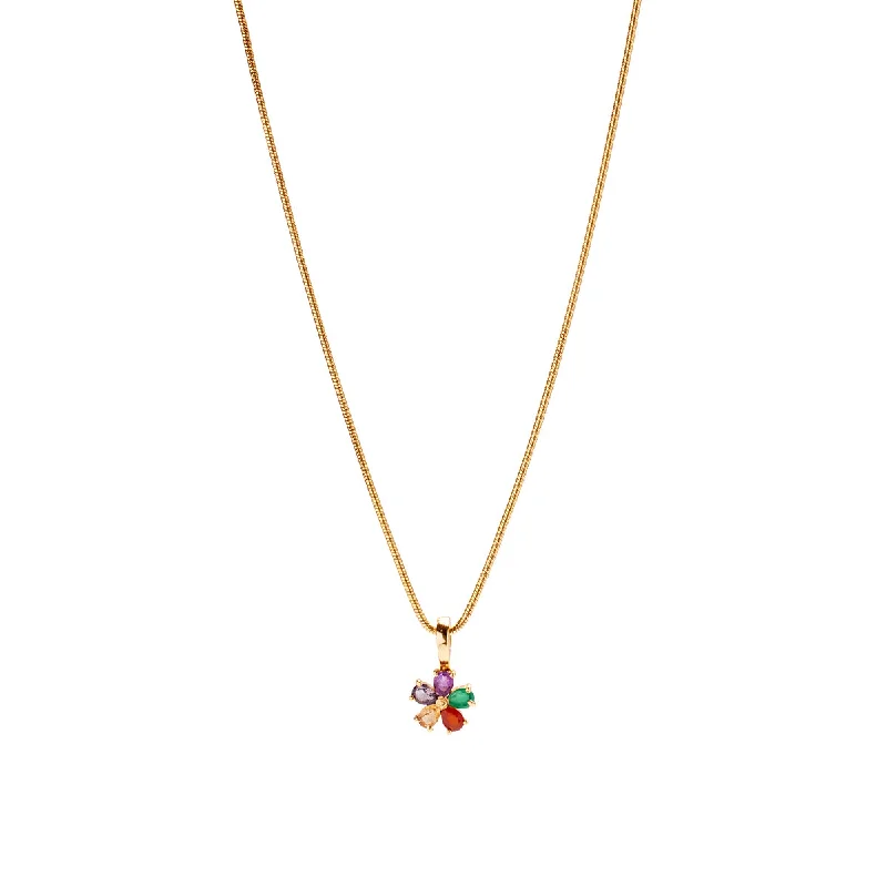 Elegant Wedding Jewelry Necklace-Rainbow Daisy Necklace Charm on Extra Light Rope Chain