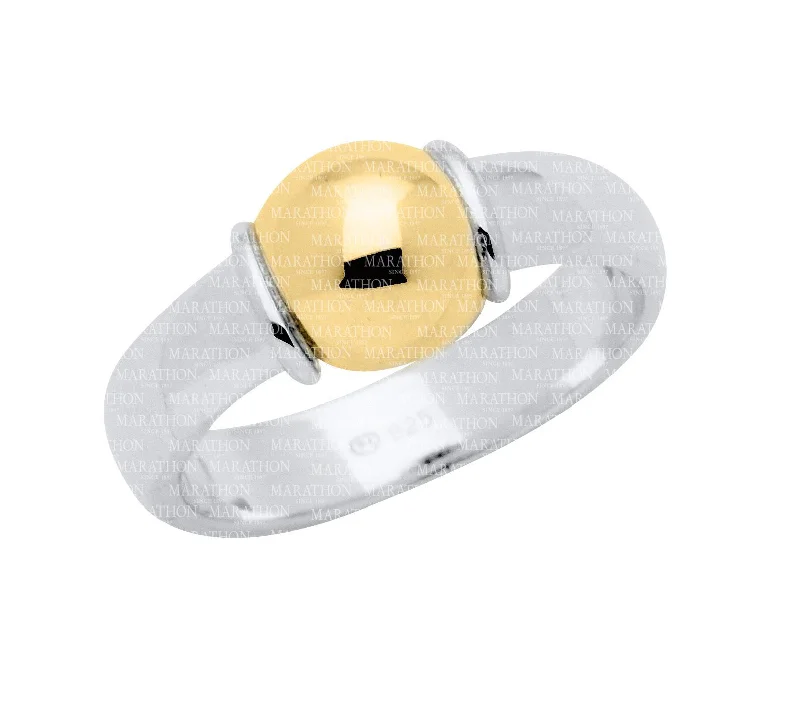 Rose Gold Wedding Ring-Genuine Sterling Silver Cape Cod Ring with 14k Yellow Gold Bead