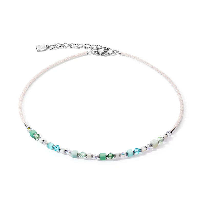 Diamond Necklace for Women-Princess Shape Mix necklace mint green