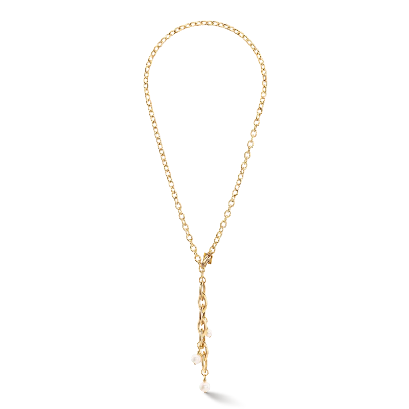 Elegant Heart Necklace-Necklace Y Navette Freshwater Pearls gold