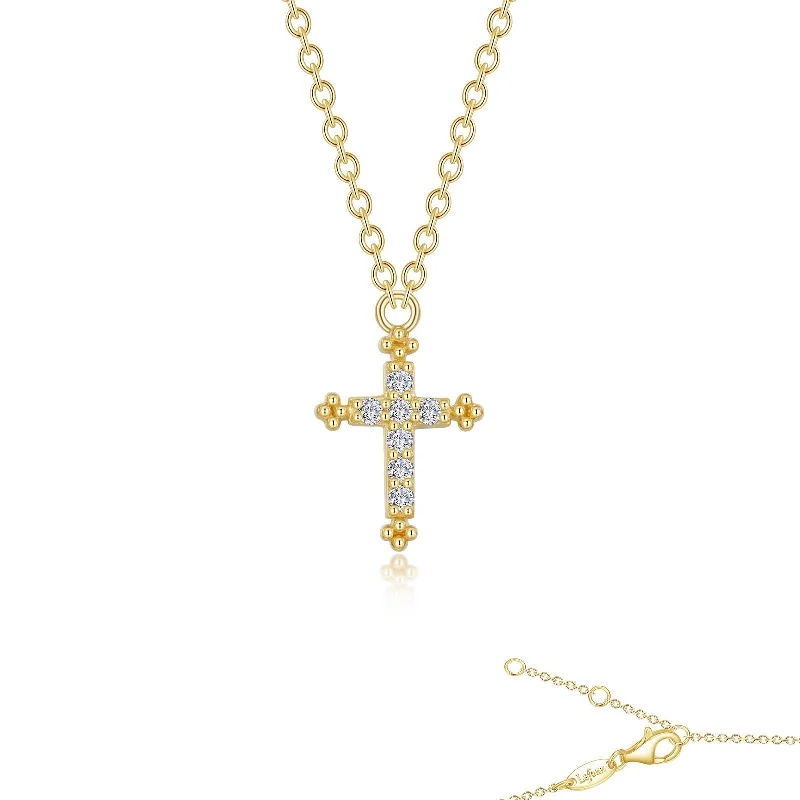 Diamond Necklace for Women-Lafonn Simulated Diamond 0.07ct Cross Necklace 9N023CLG