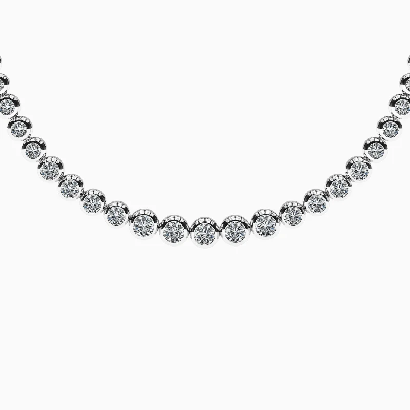 Elegant Crystal Necklace-Graduated Diamond Bezel Tennis Necklace