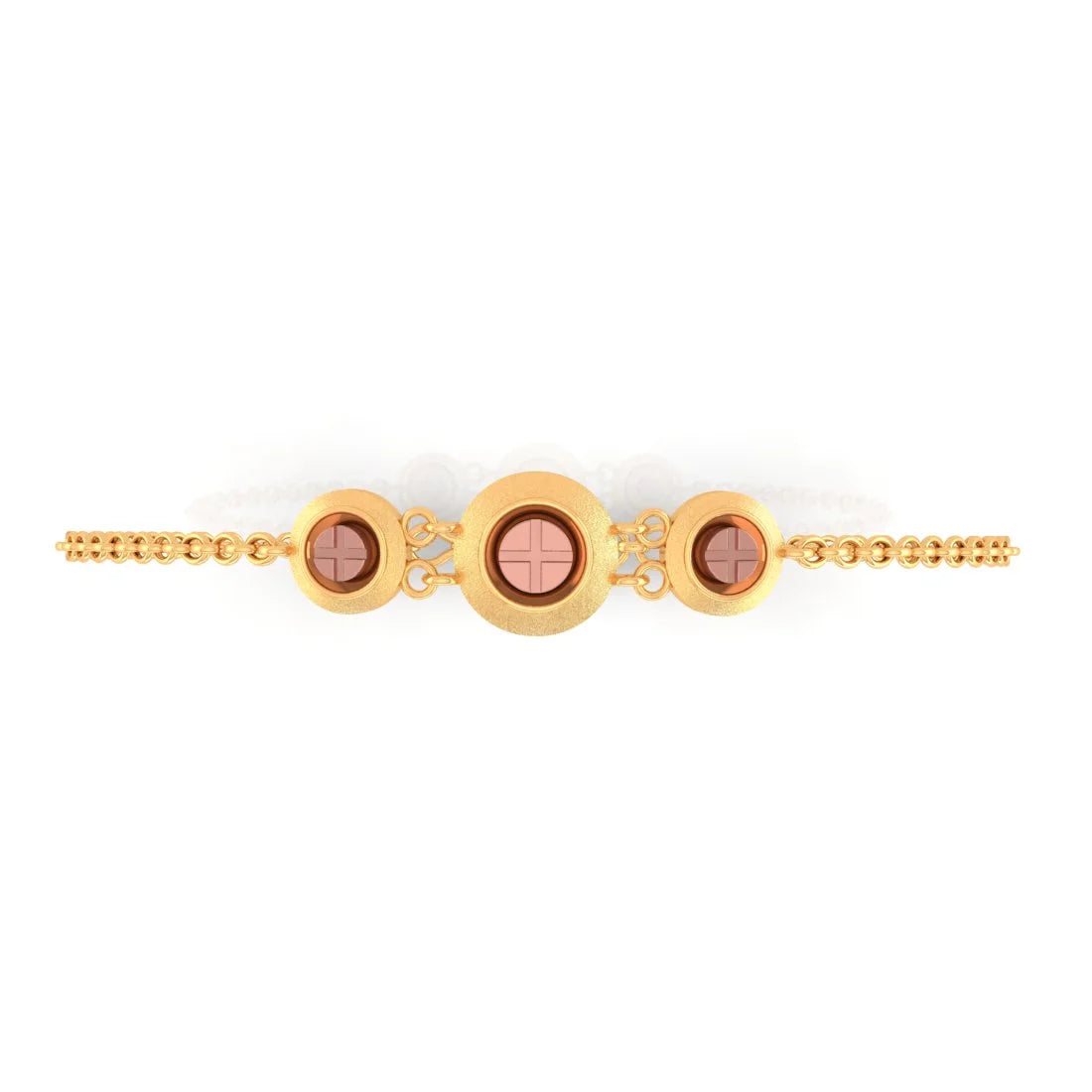 Personalized Heart Bracelet-18KT (750) Yellow Gold Bracelet With Round Charms (Free Size - Adjustable)