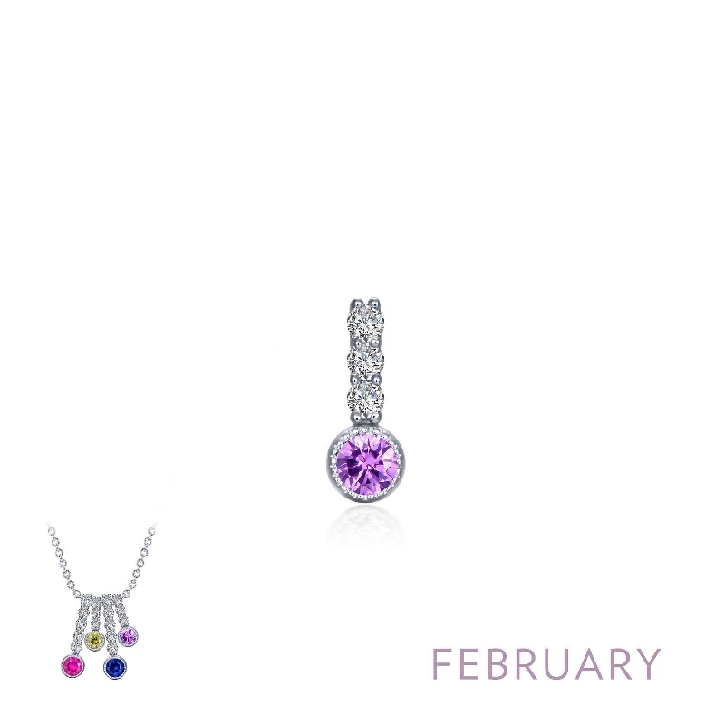 Elegant Wedding Jewelry Necklace-Lafonn February Birthstone Simulated Diamond & Amethyst Small Love Pendant BP002AMP