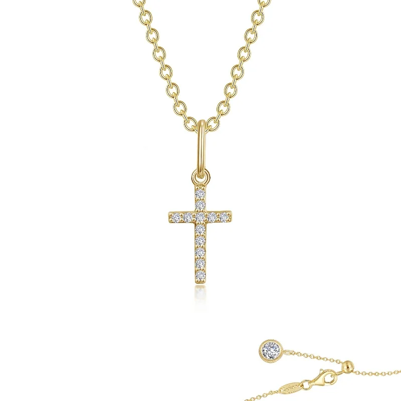 Elegant Wedding Necklace-Lafonn Simulated Diamond 0.40ct Mini Cross Necklace N0237CLG