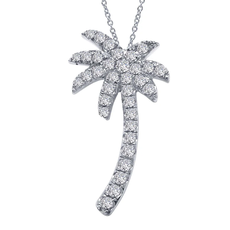 Luxury Pearl Necklace-Lafonn Simulated Diamond Palm Tree Pendant Necklace P2002CLP