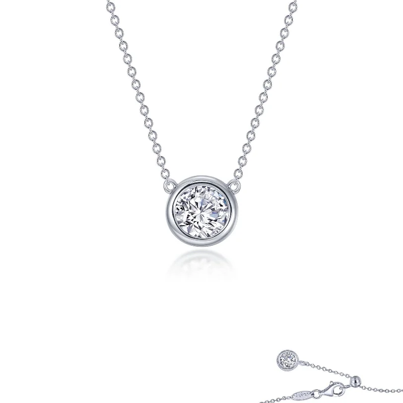 Silver Necklace with Gemstones-Lafonn Simulated Diamond 0.70ct Bezel Set Solitaire Necklace N0293CLP