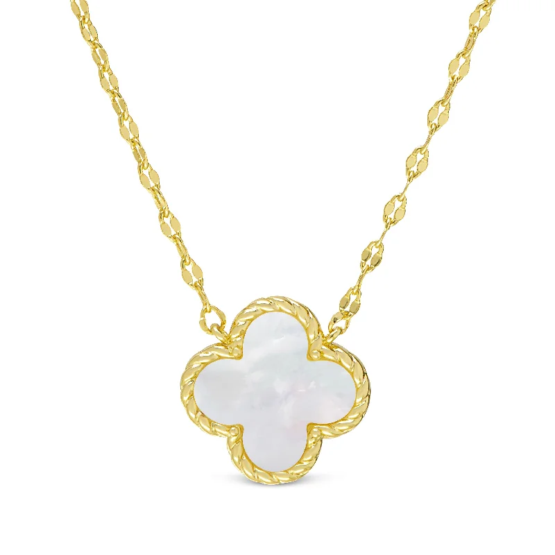 Elegant Heart Necklace-Mother of Pearl Clover Necklace