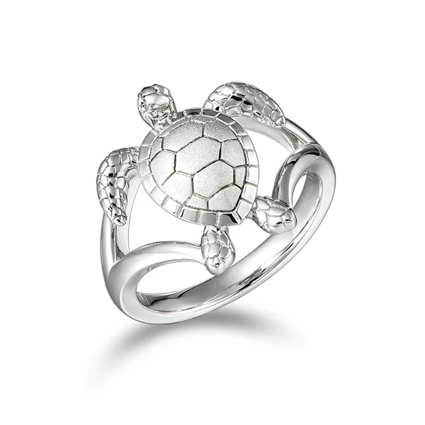 Personalized Wedding Ring-Life@Sea Genuine Sterling Silver Sea Turtle Ring