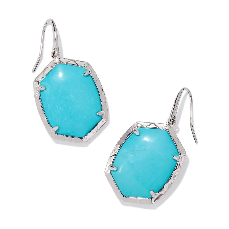 Rose Gold Earrings-Kendra Scott | Daphne Silver Drop Earrings in Variegated Turquoise Magnesite