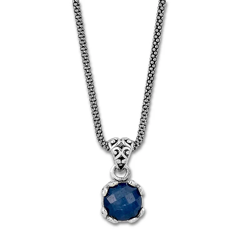 Fine Diamond Necklace-Samuel B. Blue Sapphire Birthstone Glow Necklace - September