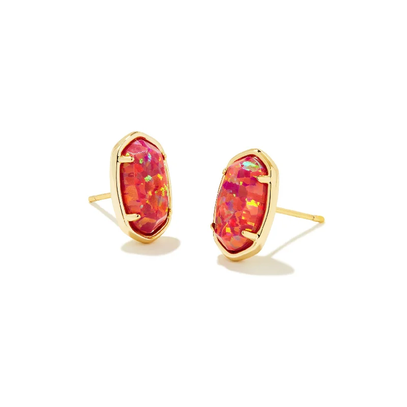 Gold Earrings for Teens-Kendra Scott | Grayson Gold Stud Earrings in Berry Kyocera Opal