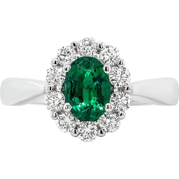 Vintage Diamond Engagement Ring-Gems of Distinction Collection's 14k White Gold .81ct Emerald & .50ctw Diamond Ring