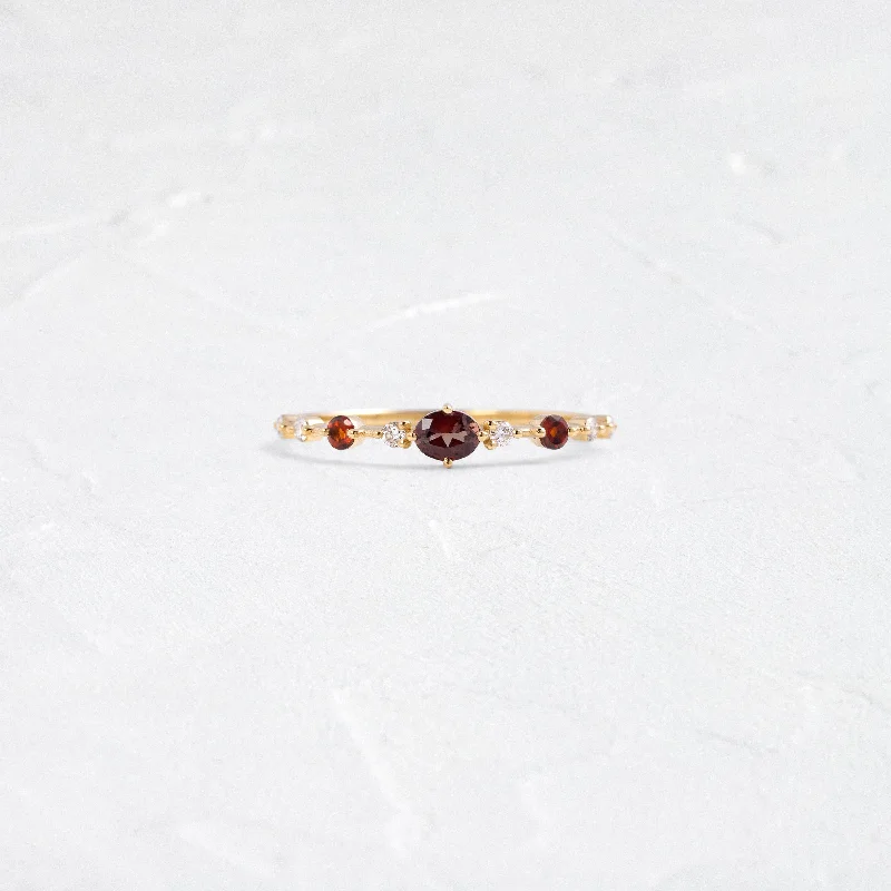 Handmade Wedding Ring-Scattered Distance Band, Burgundy Sapphire