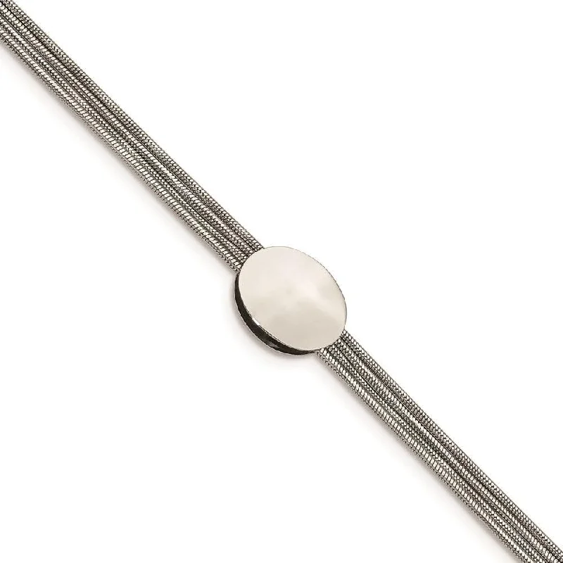 Simple Gold Bracelet-Stainless Steel Polished Oval w/1.25in extension Bracelet