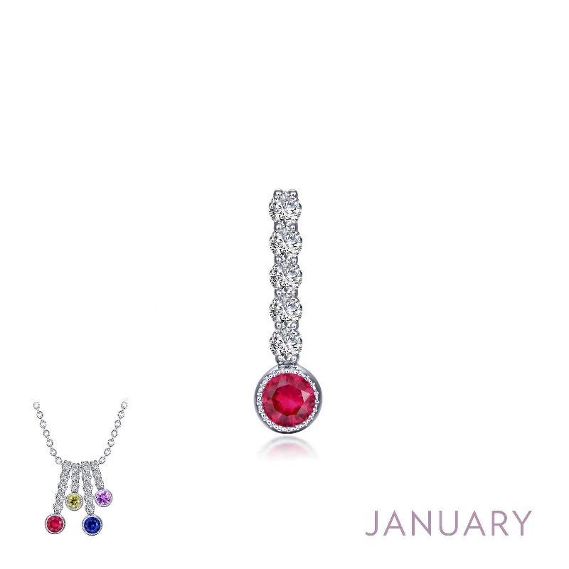 Elegant Birthstone Necklace-Lafonn January Birthstone Simulated Diamond & Garnet Large Love Pendant BP003GNP