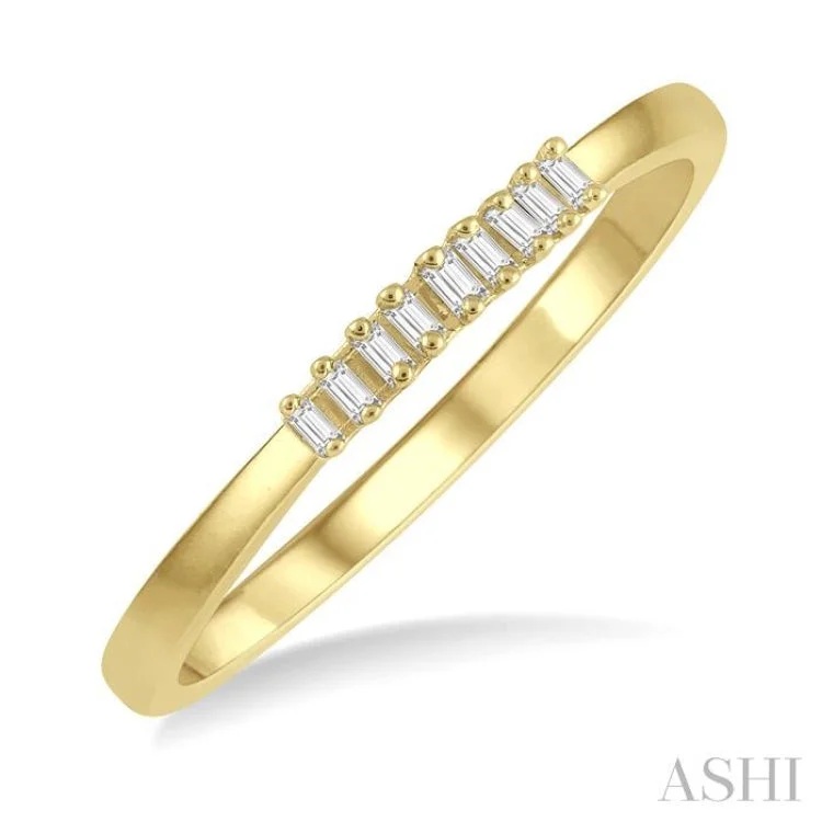 Diamond Engagement Ring-1/10 Ctw Baguette Diamond Stackable Petite Fashion Band in 10K Yellow Gold