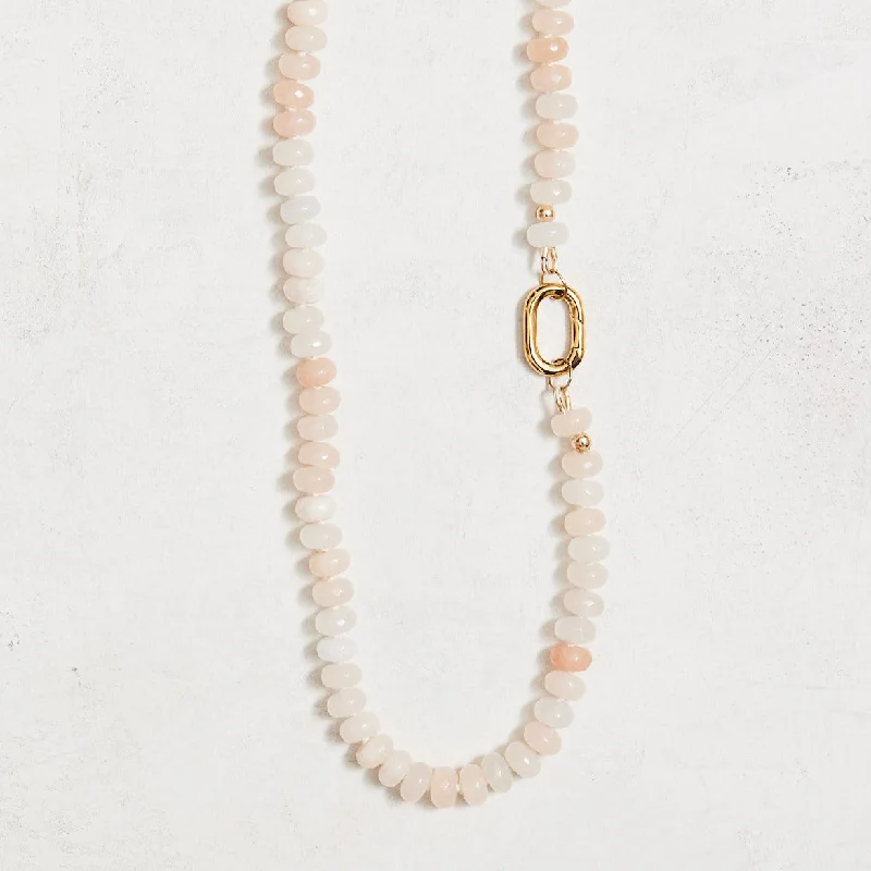 Simple Gold Necklace-Peach Adventurine Necklace, Large