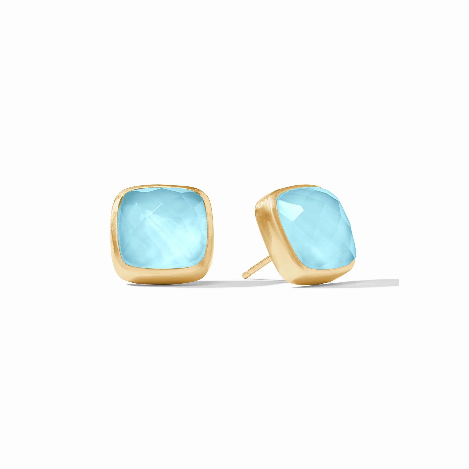 Small Gold Hoop Earrings-Julie Vos | Catalina Stud Earrings with Capri Blue Crystals in Gold