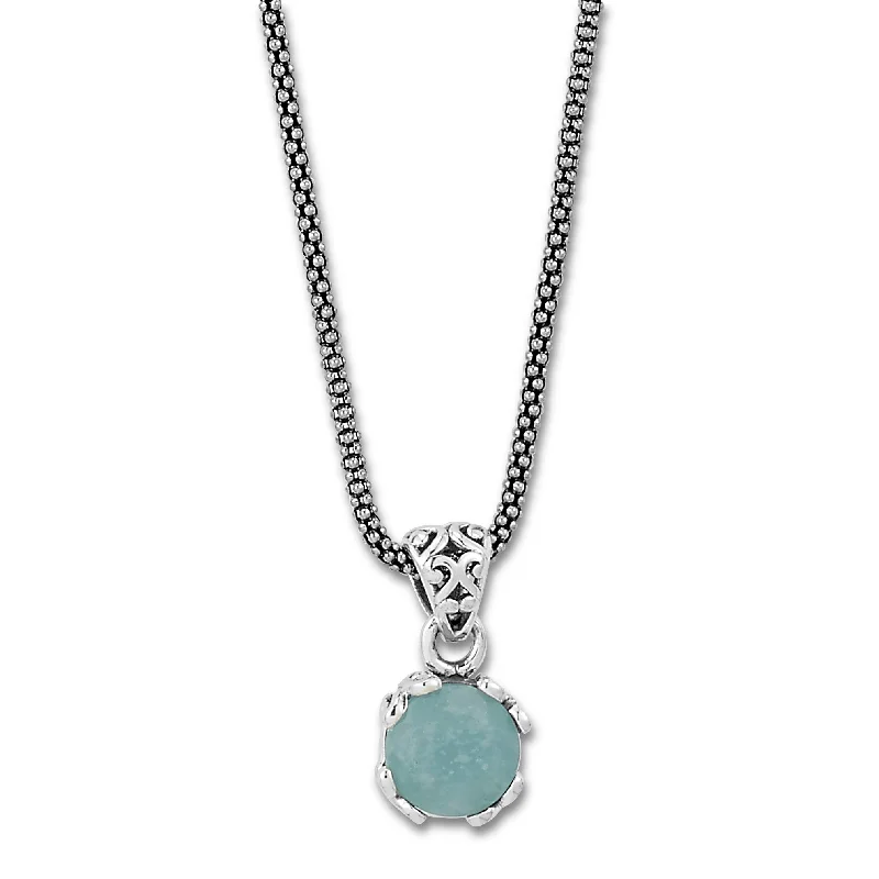 Dazzling Silver Necklace-Samuel B. Aquamarine Birthstone Glow Necklace - March