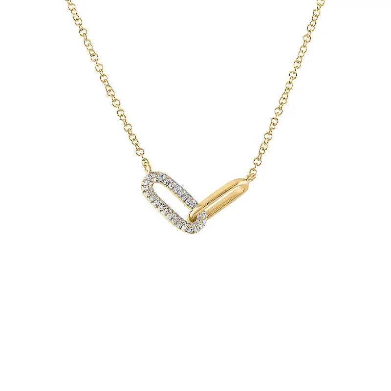 Designer Necklace for Women-14KT GOLD DIAMOND INTERLOCKING OVAL LINK NECKLACE