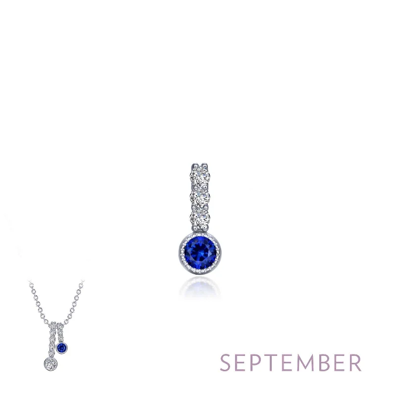 Long Pendant Necklace-Lafonn September Birthstone Simulated Diamond & Sapphire Small Love Pendant BP002SAP