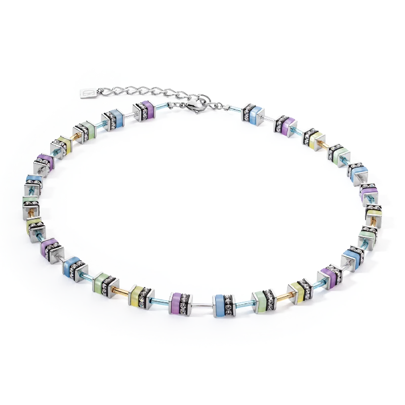 Gold Necklace with Diamonds-Sparkling Classic Pastel necklace multicolour