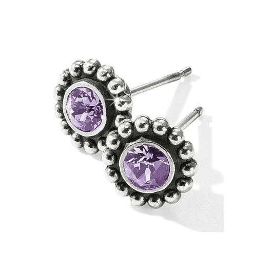 Trendy Drop Earrings-Brighton | Silver Tone Twinkle Mini Post Earrings in Tanzanite