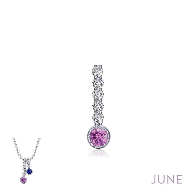 Simple Gemstone Necklace-Lafonn June Birthstone Simulated Diamond & Alexandrite Large Love Pendant BP003AXP