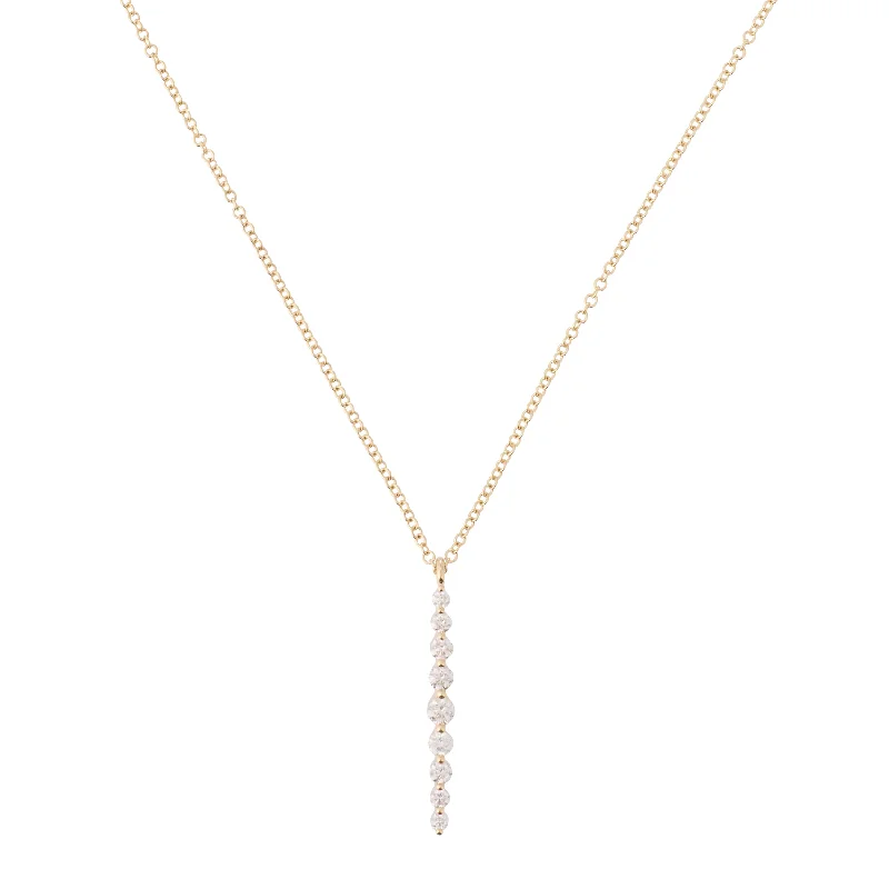 Trendy Necklace for Special Occasions-Floating Bezel Diamond Drip Necklace