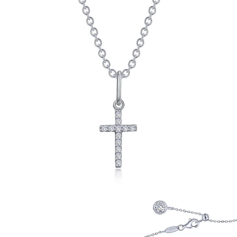 Diamond and Gold Necklace-Lafonn Simulated Diamond 0.40ct Mini Cross Necklace N0237CLP