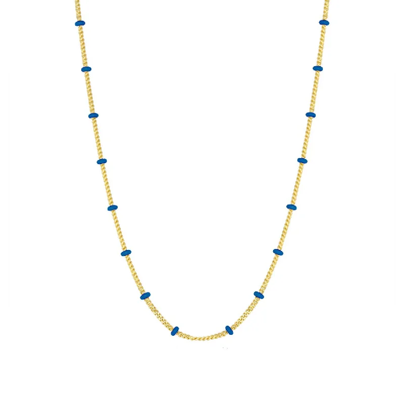 Handcrafted Gold Necklace-Beaded Enamel Chain