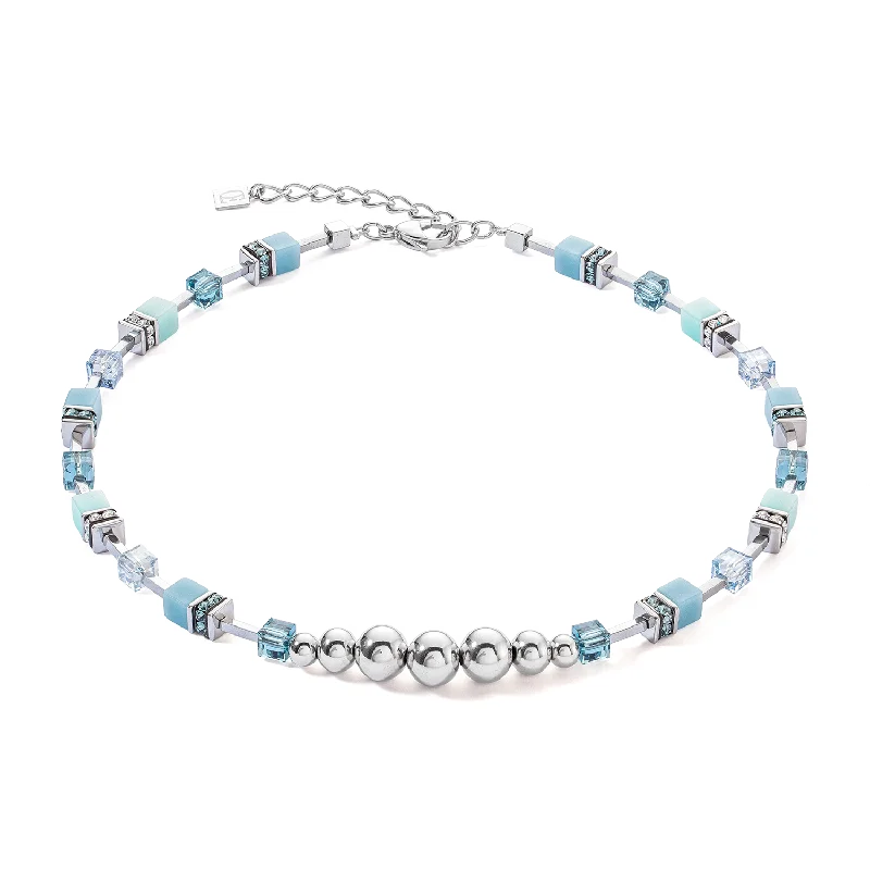 Trendy Pearl Necklace-GeoCUBE® Fusion Spheres necklace ice blue