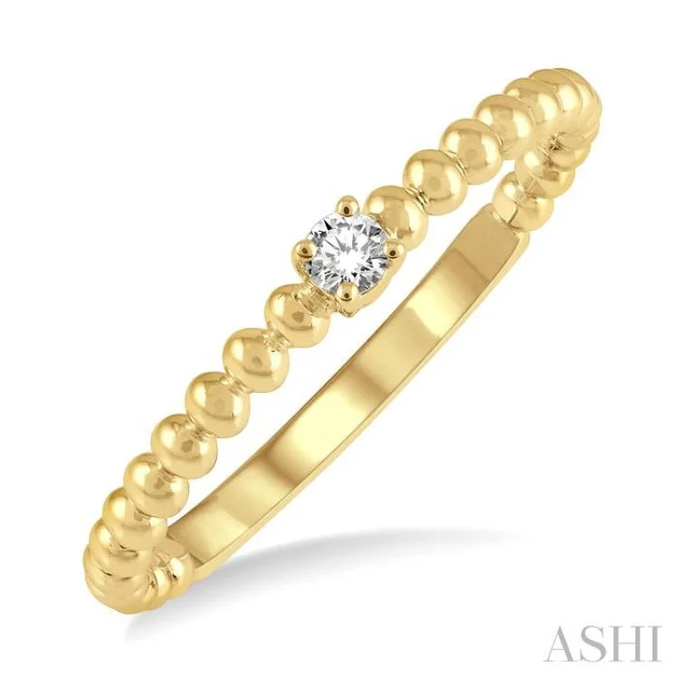 Custom Ring with Sapphires-1/20 Ctw Ball Bead Shank Round Cut Diamond Petite Promise Ring in 10K Yellow Gold