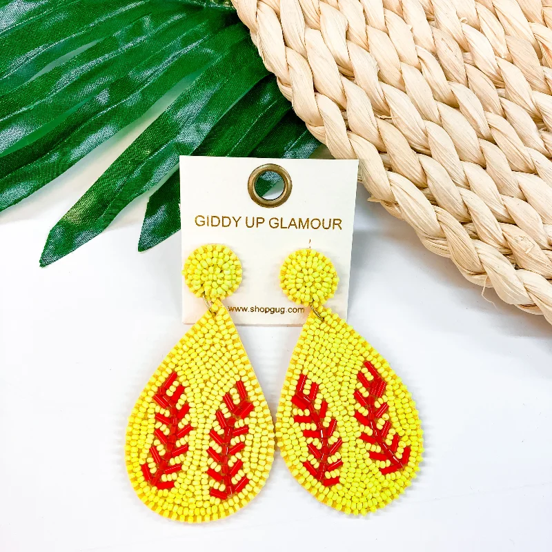 High-Quality Diamond Earrings-Seed Bead Teardrop Softball Earrings