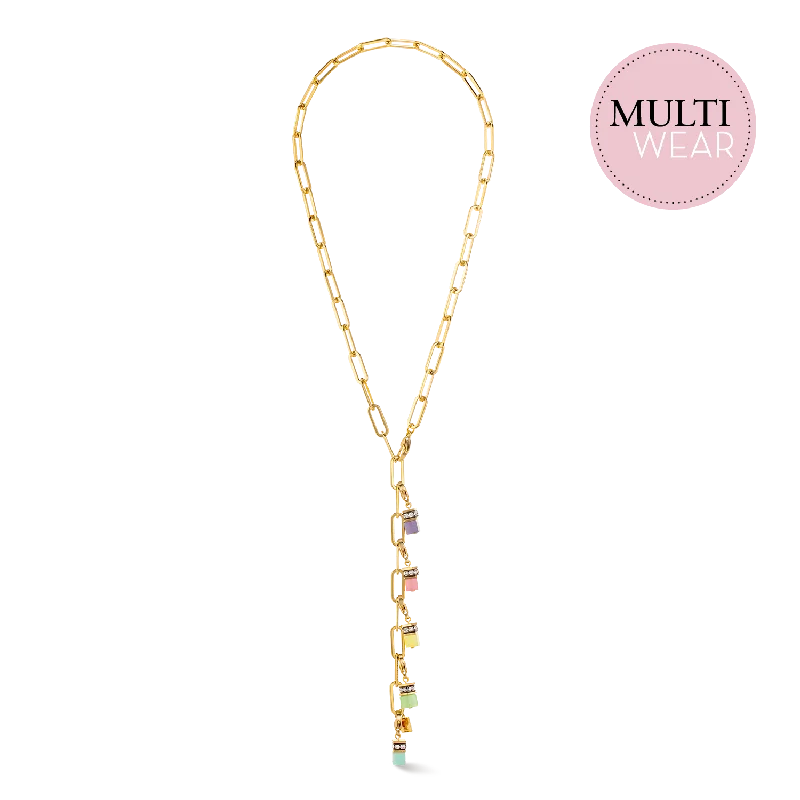 Elegant Necklace with Topaz-Happy Iconic Cube charm necklace gold pastel