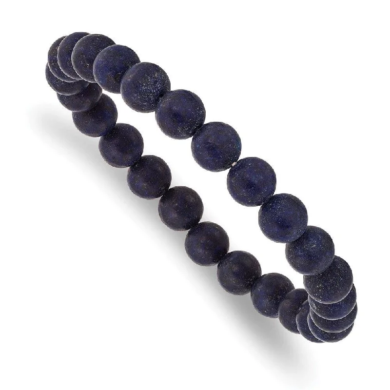 Luxury Custom Beaded Bracelet-Lapis Agate Beaded Stretch Bracelet