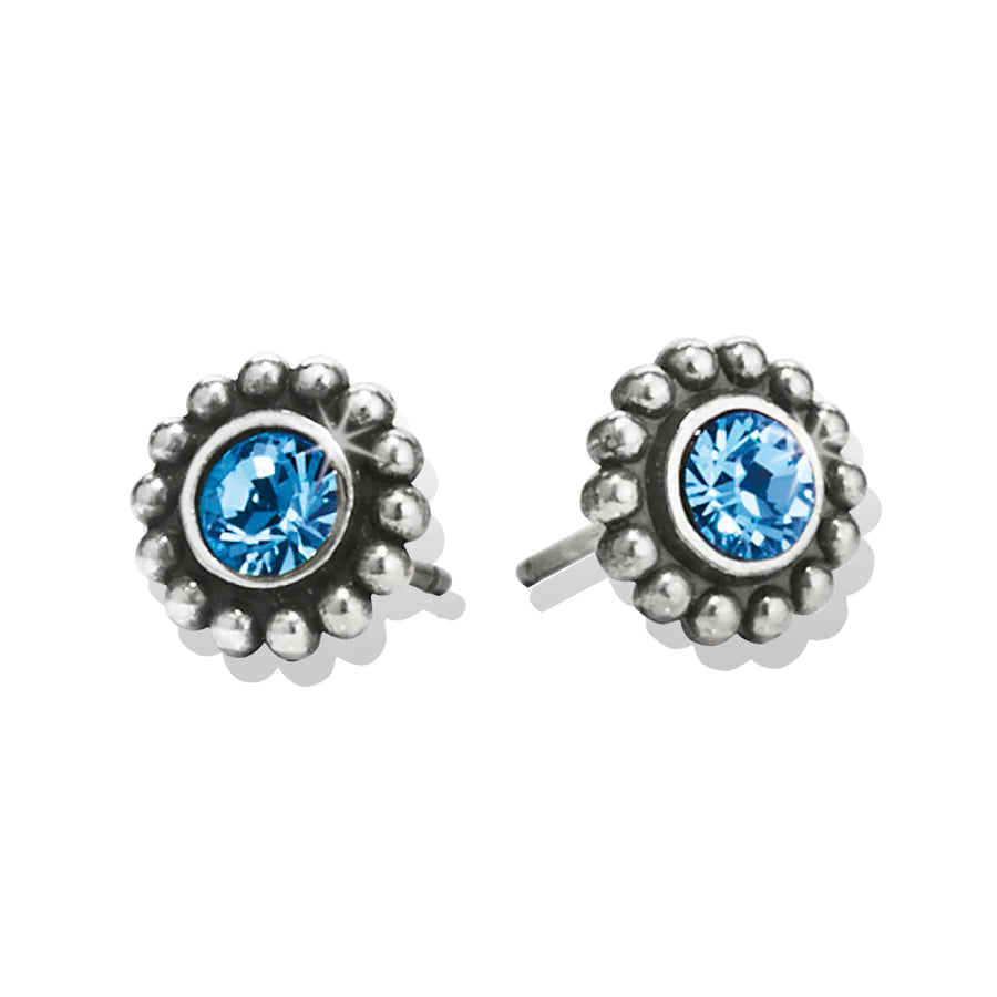 Pearl Drop Earrings-Brighton | Silver Tone Twinkle Mini Post Earrings in Blue Crystal