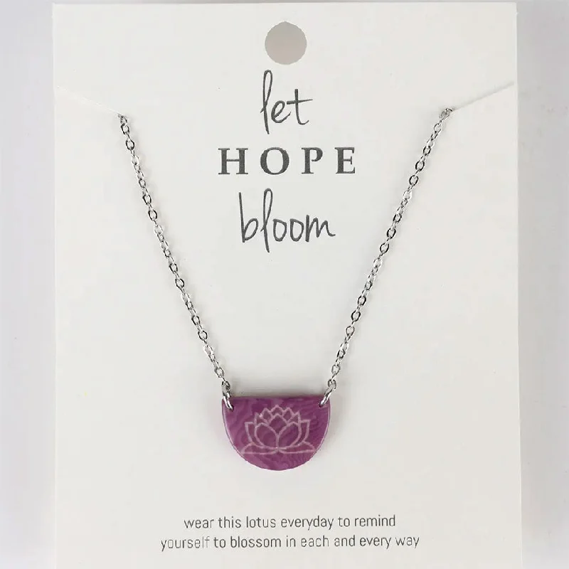 Personalized Birthstone Necklace-Let Hope Bloom Lotus Necklace, Ecuador