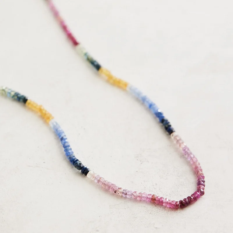 Personalized Pendant Necklace-Rainbow Sapphires Necklace