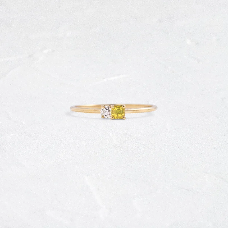 Custom Ring for Engagement-Lemon Sapphire Duet Ring, Edition 3