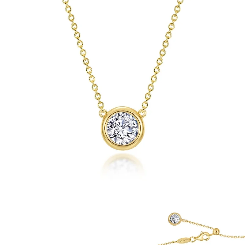 Designer Pendant Necklace-Lafonn Simulated Diamond 0.70ct Bezel Set Solitaire Necklace N0293CLG