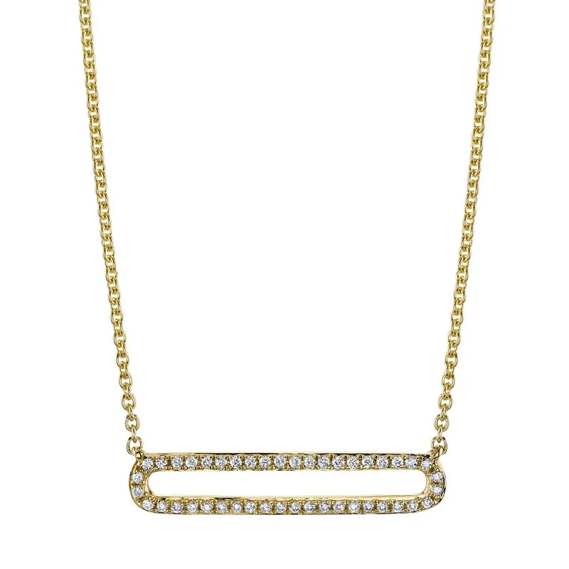 Bridal Necklace with Diamonds-14K Yellow Gold 0.15ct. Pave Diamond Fashion Necklace